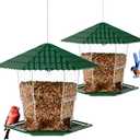 Jealoeur 2 Pack Bird Feeders for Outdoors Hanging Bird Feeder Wild Birds Seed, Green BB