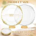 Havawish 50 Pcs Clear Gold 13 Inch Baroque Charger Plates Bulk Sturdy Acrylic Dinner Plates with Elegant Embossed Edge for Wedding, Banquet, Party Decor and Table Setting