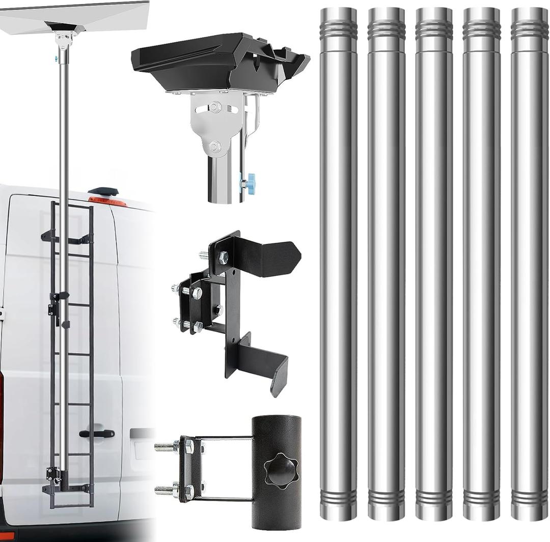 Starlink Gen 3 Pole Mount Kit - Adjustable Design for Easy Installation & Optimal Signal Reception - High Load Capacity, Portable & Perfect for RV Ladder (5-Section with Ladder Mount)