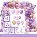 Butterfly Baby Shower Decorations Party Supplies, A Little Butterfly Is On The Way, It's a Girl Gender Reveal, Baby Shower Box Mom to Be Sash Dad to Be Pin Flower Crown Balloon Garland Tablecloths