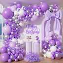 150Pcs Purple Balloons Garland Arch Kit - 5 10 12 18 inch Lavender Pastel Metallic Purple Confetti Balloons Silver White Latex Balloon for Girl Birthday Baby Shower Princess Party Decorations