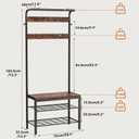 NEWBULIG Coat Rack, Hall Tree with Shoe Bench, 4-in-1 Entryway Organizer with 10 Hooks and Storage Shelf, Rustic Wood Entryway Bench for Mudroom, Living Room, Bedroom, Brown