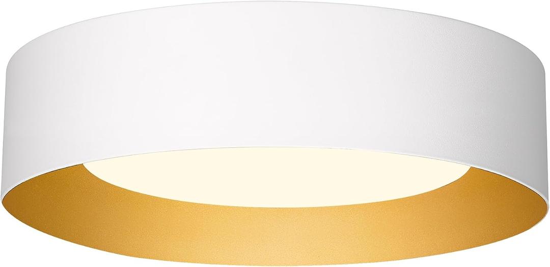 AUTELO Close to Ceiling Light Fixture, 14" Frosted Glass Shade Flush Mount Ceiling Light in White Finish E26 Socket for Living Room Hallway Bedroom C3336XS WH
