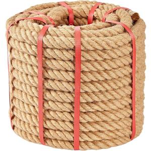 Jute Rope 1 1/4 Inch x 100 FT, Hemp Rope Twisted Heavy Duty Jute Rope, Manila Rope for Home Decor Crafts Swing Rope Railing Climbing Decorating