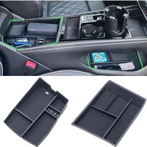 TOPINSTALL 2PCS Console Trays Compatible with 2024-2026 VW Atlas/Atlas Cross Sport Accessories, Armrest Organizer & Lower Center Console Tray Bottom Storage Insert Interior Accessory