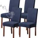 Genina Waterproof Chair Covers for Dining Room Set of 4 Kitchen Chair Covers Parson Dining Chair Slipcover,Navy Blue