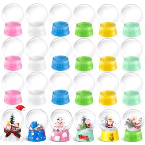 Mifoci 24 Pcs 4 Inch Empty Snow Globe Clear Fillable Water Globe with Screw Off Cap Empty Valentines Day Plastic Snow Case for DIY Crafts Home Decoration Display Plant