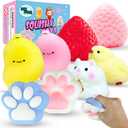 8 Pcs Taba Squishy Pack - Squishy Pack Include (2 Strawberry, 2 Cat Paws,2 Banana,1 Hamster,1 Chick),Squishy Fidget Toys,Taba Squishies Toys Squeeze Toys for Kids,Party Favors for Kids 4-8 8-12