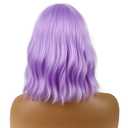 Short Bob Wigs with Bangs for Women Loose Wavy Wig Curly Wavy Shoulder Length Bob Synthetic Cosplay Wig for Girl Colorful Costume Wigs (Purple)