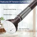 ENJOYBASICS 2 Pack Adjustable Spring Tension Curtain Rods 32 to 66 Inches, Stainless Steel Bronze Shower Rod No Drilling for Window, Bathroom, Closet, Room Divider, 7/8" Diameter