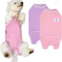cyeollo 2pack Surgery Recovery Suit for Dogs Cats Soft Breathable Female Male Pet Bodysuit After Surgery for Spay, Neuter, Surgical Recovery Onesie Shirt for Small Dogs, Pink & Purple, XS