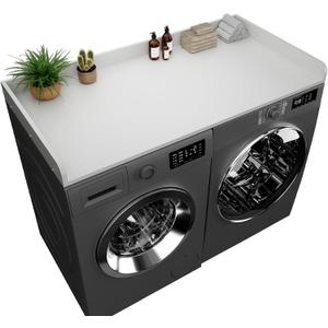 Washer Dryer Countertop, 27.5 x 54 Inch Washer and Dryer Countertop for Laundry Room Organization with Edge Wooden, White