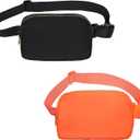 VOROLO Fanny Pack For Women And Men Crossbody Bag Belt Bag with Adjustable Strap Graduation Gifts (Black+Orange-1)