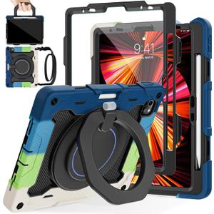 ROISKIN for iPad Air 11 inch M4/M3/M2 Case, iPad Pro 11 inch 4th/3rd/2nd/1st Generation,iPad Air 5th/4th 10.9 inch Case,Heavy Duty Shockproof with 360 Stand Handle Shoulder Strap Pen Holder for Kids 