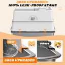 Stainless Steel Litter Box | Enclosed Cat Litter Box with Lid for Big Cats | High Sided Metal Litter Boxes | 100% Anti-Urine Leakage | Odor Control | Non-Stick with Litter Mat & Litter Scoop Set