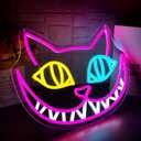 Cat Neon Sign for Wall Decor Dimmable Cartoon Neon Light for Men LED Light Up Sign Suitable for Living Room Clothing Store Man Cave Birthday Gift Size 13.7 * 10.3In(P069)
