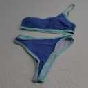 Women’s Ribbed Bikini Sets One Shoulder Top Two Piece Swimsuits Mid Rise Color Block Bathing Suit XL