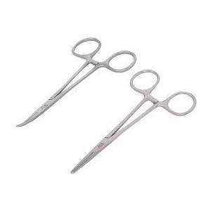 Surgical Mosquito Forceps - Straight and Curved 4" (Silver, Pack of 2) for Medical, Surgical, Clinical, Laboratory Use - Stainless Steel, Reusable, Autoclavable, Precision Tool