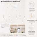 Finktonglan 8-Light Spider Pendant Chandelier, Adjustable 48.4" Cords, E26 Sockets, White Modern Farmhouse Multi-Light Ceiling Fixture for Kitchen Island, Dining Room & Entryway