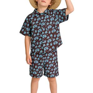 Boys Shirt Shorts Sets Toddler Summer Outfits Hawaiian Beach Vacation Clothes, Size 9-10Y