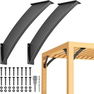 Q235-Steel Integrated Arc 45 Degree Pergola Support Bracket 2''x4''Actual Tube Dia: 1.5''x 3.2'' Heavy Duty 2Pack