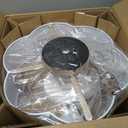 Caged Ceiling Fan with Lights, Flush Mount 20" Boho Ceiling Fans with Lights Remote Control, Low Profile Fabric Bladeless with 6 Speeds for Bedroom, Nursery, Kitchen (White)