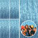 5 Pack Blue Backdrop Curtain Tinsel Streamers Ocean Themed Decor Birthday Party Decorations Foil Fringe Backdrop Graduation Baby Shower Bachelorette Winter Party Decorations Supplies