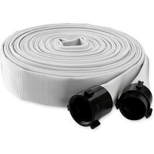 Fire Hose, 2" ID X 100 FT, Single Jacket EPDM Lined, 750 PSI Burst Pressure, Industrial Fire Hose with M F NST/NH Aluminum Couplings