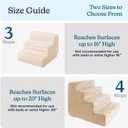 3-Step Pet Stairs - Nonslip Foam Dog and Cat Steps with Removable Zippered Microfiber Cover - 2-Tone Design for Home or Vehicle Use by PETMAKER (Tan)