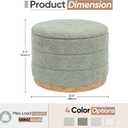 Round Storage Ottoman with Tray Lid, Folding Chenille Fabric Footrest with Hidden Storage, 22.8" Large Footstool Side Table for Dorm Living Room Bedroom, Wood Grain Base, Sage Green, 23"D x 23"W x 17"H