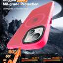 4 x DEERLAMN Magnetic Matte Case for iPhone 13/14 with Screen Protector, [Compatible with MagSafe][Military Grade Drop Protection] Slim Translucent Shockproof Protective Phone Cover, Hot Pink