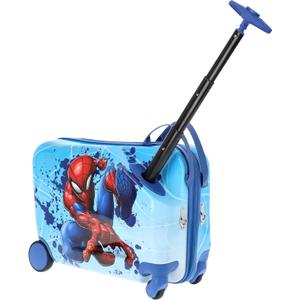 FUL Marvel Spider-Man 19 Inch Carry On Luggage, Kids Ride On Suitcase with Spinner Wheels, Hardshell Rolling Travel Trolley, Blue