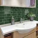 Thick Green Peel and Stick Backsplash Subway Tile 3D Brick Self Adhesvie Wall Tiles for Kitchen Bathroom (10-Sheet, 12"12")