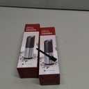 Simple Deluxe Stainless Steel Gravity Electric Salt & Pepper Grinder Set, Battery Powered with Blue LED Light, Adjustable Coarseness, One Hand Automatic Operation, Silver, 2 Pcs