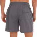 SILKWORLD Men's Swim Trunks Quick Dry Beach Shorts with Pockets (Gray, L)