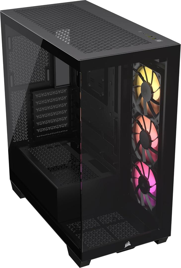 CORSAIR 3500X ARGB Mid-Tower ATX PC Case  Panoramic Tempered Glass  Reverse Connection Motherboard Compatible  3X CORSAIR RS120 ARGB Fans Included  Black