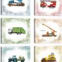 HLNIUC Watercolor Construction Vehicle Themed Wall Decor Set of 6(8X10)Colourful Truck Tractor Canvas Art Print Construction Transportation Artwork Engineering Car Framed Wall Poster for Kid Bedroom
