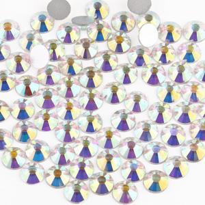 288PCS SS30 Crystal AB Flatback Rhinestones Round Gems for Nail Art and Craft Clothes, Glue Fix Crystal Glass Diamond Stones (6.4-6.6mm)
