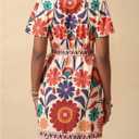 MakeMeChic Women's Floral Mini Dress Wrap V Neck Short Sleeve Summer Boho Dresses (Multicolor)