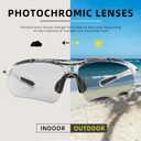ROCKBROS Photochromic Sports Sunglasses Mens Pickleball Glasses Cycling Glasses MTB Sunglasses, with Removable Elasctic Band