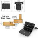 Chibery 3/8 Inch Inset Cabinet Hinges, 25 Pairs(50 Pack) Self Closing Flush Face Mount Hinges with Door Bumper, Variable Decorative Hardware for Bathroom, Furniture, Kitchen Cabinet Doors, Matte Black