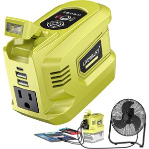 Real 200W Portable Power Inverter Compatible with Ryobi 18V, LIVOWALNY Outdoor Generato Battery Converter 2 USB & AC Battery Powered Outlet, DC 18V to AC 110V-120V Power Station (Tool Only)