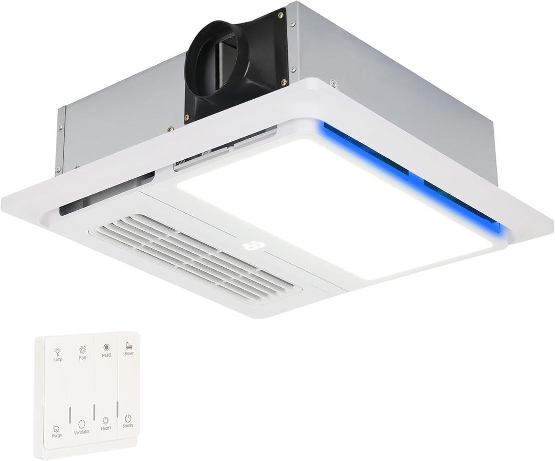 Orsong Bathroom Exhaust Fan with Heater and Light 1800W, 160 CFM, 1.0 Sone Quiet Operation, Bathroom Vent with Heater Quickly Reaches A Comfortable Temperature in Just 1 Minute