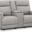 MCombo 70.8" Zero Gravity Power Loveseat Recliner Sofa with Massage and Dual Heating, Adjustable Headrest, USB & Type C Port for Living Room, Fabric PR606M2 (Mist Grey)