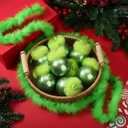 Bucherry 24 ft Christmas Garland and 24 Pcs Lime Green Furry Christmas Ball Ornaments for Xmas Tree Decorations Hanging Garland Faux Feather Decorations for Holiday Indoor and Outdoor Party Supplies