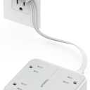 TESSAN Short Extension Cord, 1 Ft Ring Pull Surge Protector Power Strip with Multiple Outlets, 3 USB (1 USB C) 4 Outlets, 900J Surge Protection, Desktop Charging Station for Home, Office, Dorm Room (Grey)