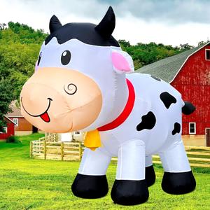 6FT Cow Inflatables Christmas Spring, Farm Ranch Blow up Animals Cute Dairy Cattle,Decorations Outdoor Yard Built-in LED Lights Big Large Highland Highlander Decor Party Lawn Holiday Outside (Calf)