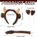 Bull Horns Headband, Bull Ear Headband With Tail Bow Tie Funny Cosplay Party Halloween Ox Costume Accessories Halloween Party Props for Kids Adults (Brown)