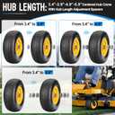 11x4.00-5 Lawn Mower Tires Flat Free, Zero Turn Mower Front Tires, 11x4-5 Solid Lawn Tractor Wheel with Rims, 3/4" or 5/8" & 1/2" Precision Bearings, 3.4"-3.9"-4.9"-5.9" Center Hub (2 Pack Yellow)