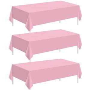 Childom 3 Pack Pink Plastic Tablecloth for Rectangle Tables 54" x 108" Pink Disposable Table Cloth for Mothers Day Decorations,Plastic Table Cover for Birthday Graduation Party Christmas Anniversary